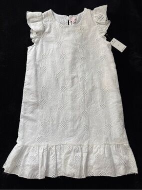 NWT CeCe Girls White Eyelet Dress Size 12